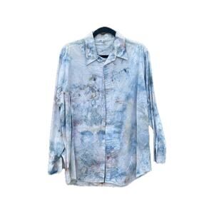 Tie Dye Long Sleeve Button Up Shirt | Women’s Shirt | Scrunch Tie - Ice Dye